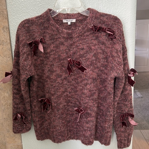 Madewell Velvet Bow Pullover Sweater Sz S - Picture 1 of 14
